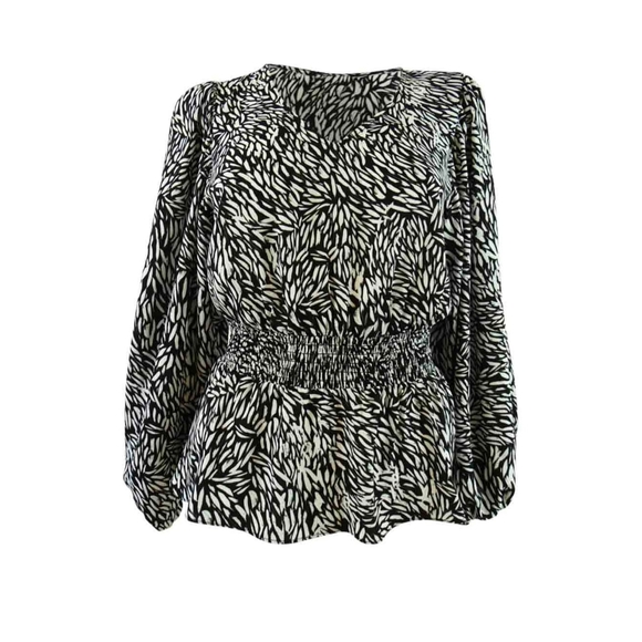 Vince Camuto Monochrome Leaf Print Blouse - Picture 5 of 5